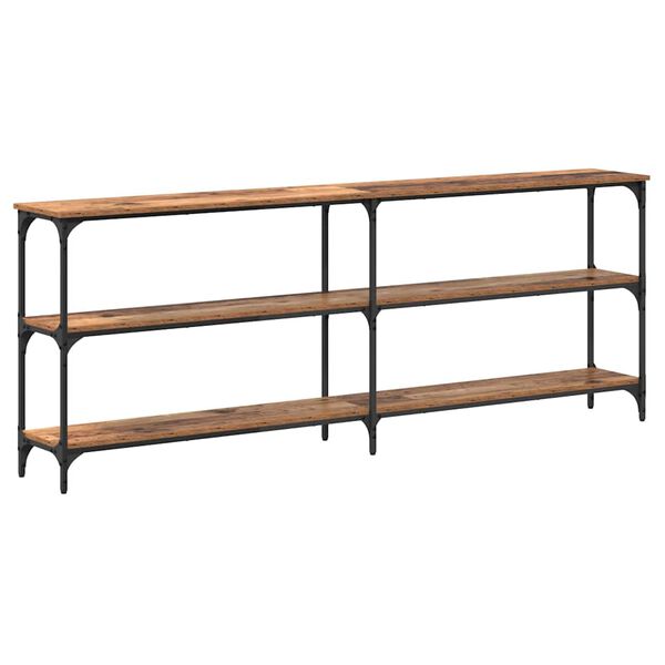 vidaXL Konzolasztal &Ouml;reg fa 200 x 29 x 75 cm M&eacute;rn&ouml;ki fa &eacute;s f&eacute;m