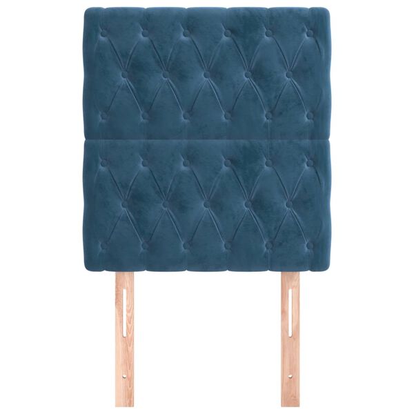 vidaXL sötétkék bársony fejtámla 80x7x118/128 cm