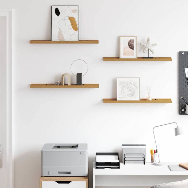 vidaXL Falpolc polcokkal t&aacute;rol&oacute;val 4 pcs B&eacute;zs 60 x 9 x 3 cm Faanyag