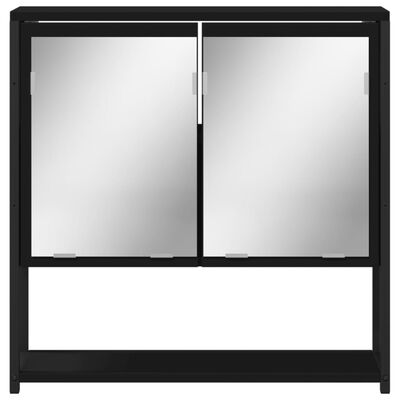 vidaXL fekete szerelt fa fürdőszobai tükör 60 x 16 x 60 cm