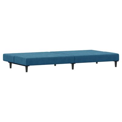 vidaXL 2 személyes kék bársony kanapéágy lábtartóval