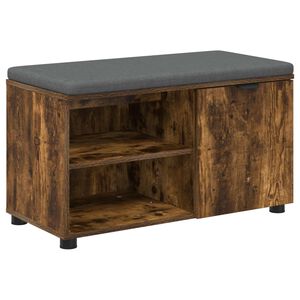 vidaXL Előt&eacute;r pad F&uuml;st&ouml;lt T&ouml;lgy 80 x 38 x 46 cm Műanyag Fa &eacute;s Sz&ouml;vet