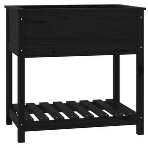 vidaXL fekete t&ouml;m&ouml;r fenyőfa n&ouml;v&eacute;nytart&oacute; polccal 82,5x54x81 cm
