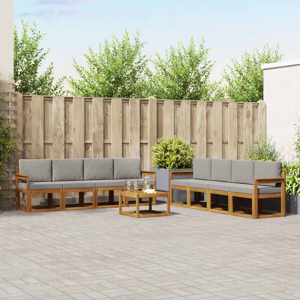 vidaXL K&uuml;lt&eacute;ri kanap&eacute; szett 9 pcs Term&eacute;szetes &eacute;s Vil&aacute;gossz&uuml;rke