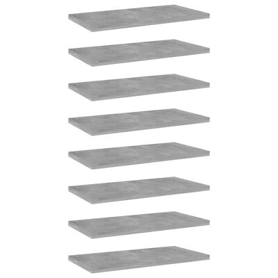 vidaXL 8 db betonszürke forgácslap könyvespolc 40 x 20 x 1,5 cm