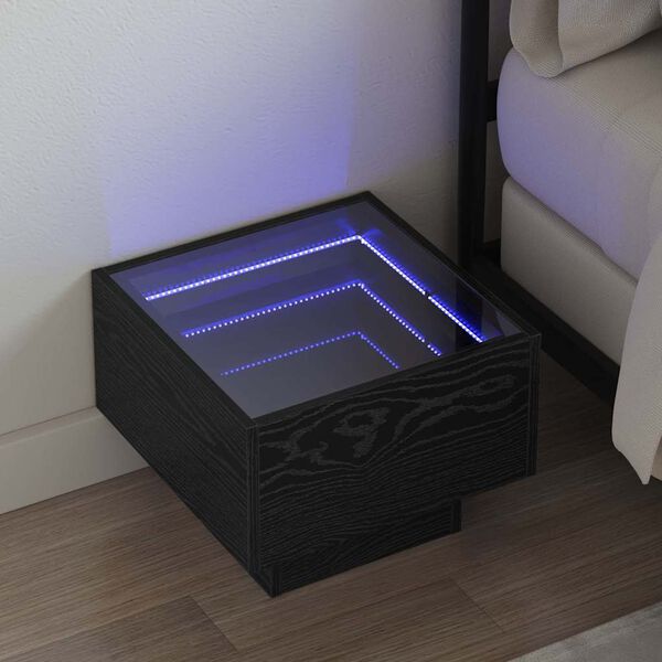 vidaXL Doh&aacute;nyz&oacute;asztal Fekete t&ouml;lgy 40 x 40 x 30 cm Faanyag