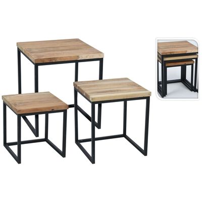 H&S Collection 3 darabos tíkfa kisasztal szett