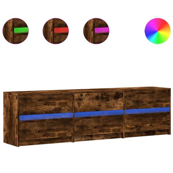 vidaXL füstös tölgy színű szerelt fa LED-es TV-szekrény 180x34x50 cm