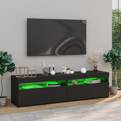 vidaXL 2 db fekete TV-szekrény LED-világítással 75 x 35 x 40 cm