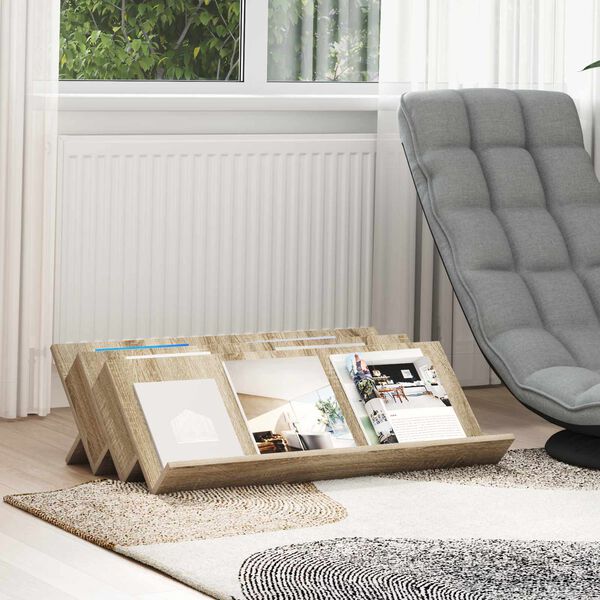 vidaXL Magazin &aacute;llv&aacute;ny Sonoma t&ouml;lgy 90 x 53 x 28,5 cm Faanyag