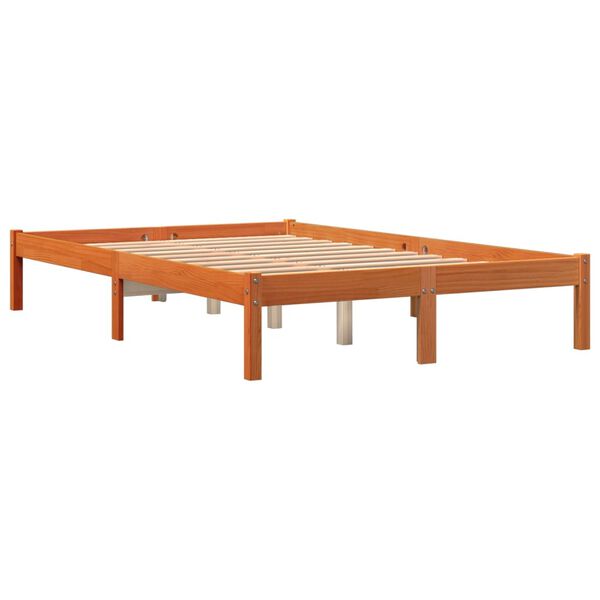 vidaXL viaszbarna t&ouml;m&ouml;r fenyőfa &aacute;gy matrac n&eacute;lk&uuml;l 120 x 190 cm