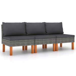 vidaXL 3 db polyrattan &eacute;s t&ouml;m&ouml;r eukaliptuszfa k&ouml;z&eacute;pső kanap&eacute;
