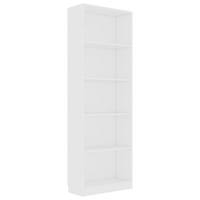 vidaXL 5-szintes fehér forgácslap könyvszekrény 60 x 24 x 175 cm