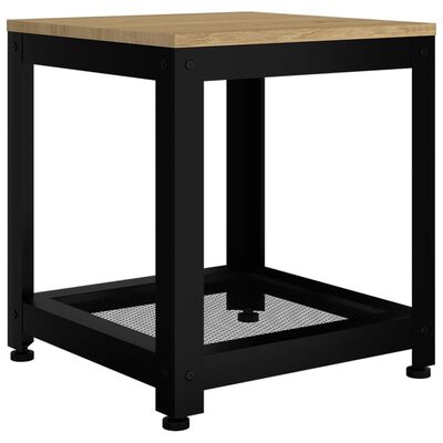 vidaXL világosbarna és fekete MDF és vas kisasztal 40 x 40 x 45 cm