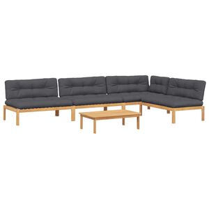 vidaXL 5 r&eacute;szes t&ouml;m&ouml;r ak&aacute;cfa kerti raklap &uuml;lőgarnit&uacute;ra p&aacute;rn&aacute;val