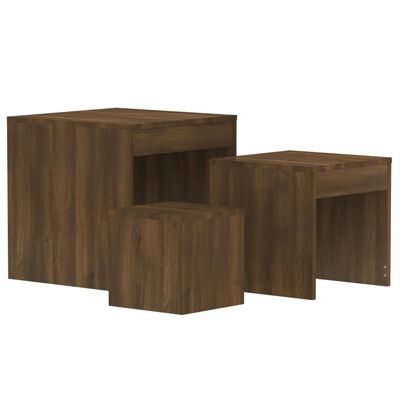 vidaXL 3 db barna tölgy színű szerelt fa dohányzóasztal