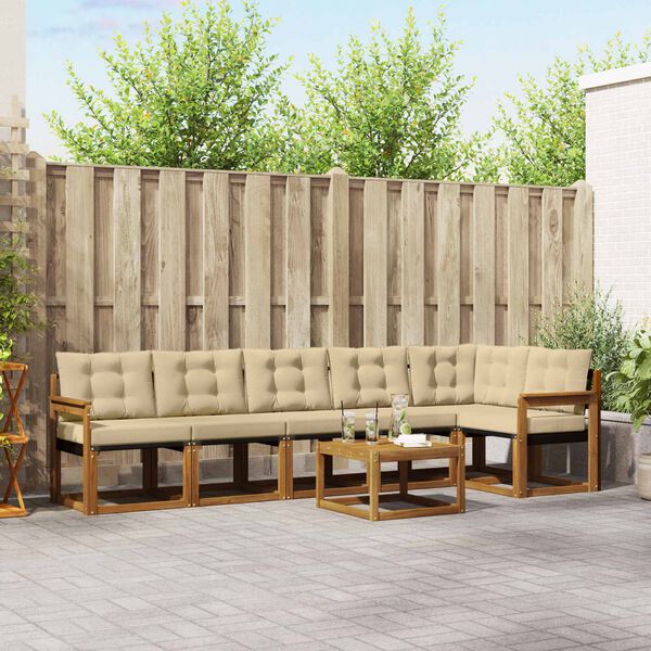 vidaXL K&uuml;lt&eacute;ri kanap&eacute; szett p&aacute;rn&aacute;val 7 pcs Term&eacute;szetes &eacute;s b&eacute;zs