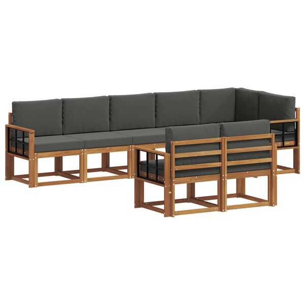 vidaXL K&uuml;lt&eacute;ri kanap&eacute; szett p&aacute;rn&aacute;val 8 pcs Term&eacute;szetes &eacute;s antracit