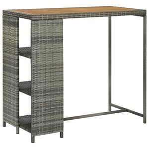 vidaXL sz&uuml;rke polyrattan b&aacute;rasztal t&aacute;rol&oacute;polccal 120 x 60 x 110 cm