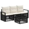 vidaXL Kerti Kanap&eacute; Szett 4 pcs Fekete polirattan