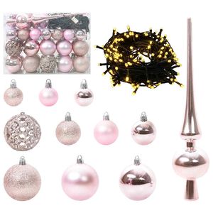 vidaXL Kar&aacute;csonyi D&iacute;szg&ouml;mb K&eacute;szlet 61 db 150 LED Meleg feh&eacute;r &Oslash; 6 cm