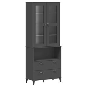 vidaXL VIKEN antracitsz&uuml;rke t&ouml;m&ouml;r fenyőfa magasszekr&eacute;ny 80x40x200 cm
