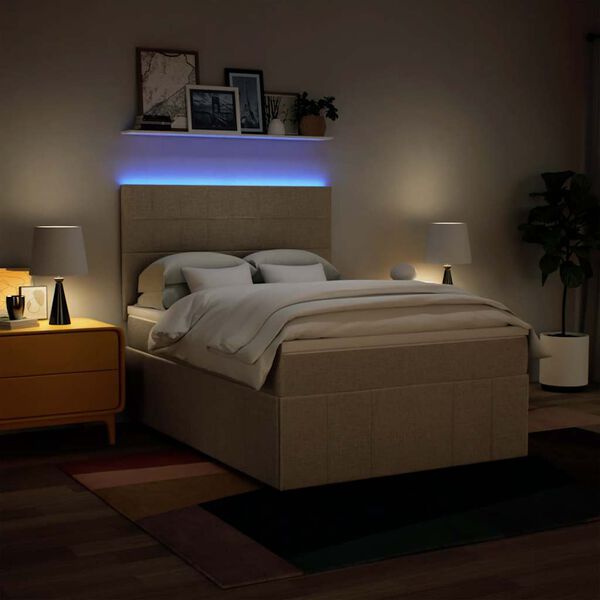 vidaXL kr&eacute;msz&iacute;nű sz&ouml;vet rug&oacute;s &aacute;gy matraccal 140 x 190 cm