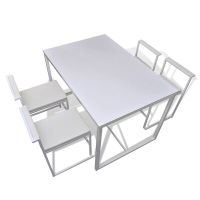 vidaXL 5-részes fehér étkezőasztal és székgarnitúra