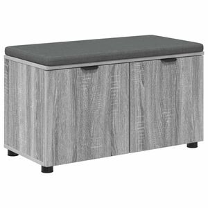 vidaXL Előt&eacute;r pad Sz&uuml;rke Sonoma 80 x 38 x 46 cm Műanyag Fa &eacute;s Sz&ouml;vet