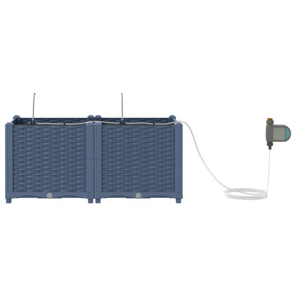 vidaXL Kerti cser&eacute;p 2 pcs Sz&uuml;rke 80 x 40 x 37,5 cm Műanyag