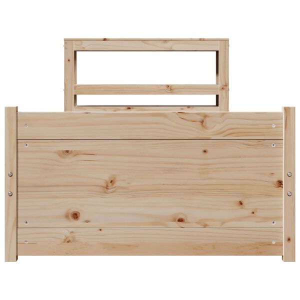 vidaXL tömör fenyőfa ágykeret fejtámlával 90 x 200 cm