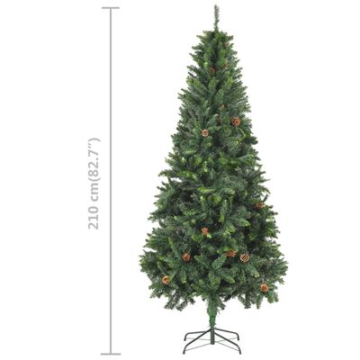 vidaXL zöld megvilágított műkarácsonyfa gömb szettel 210 cm