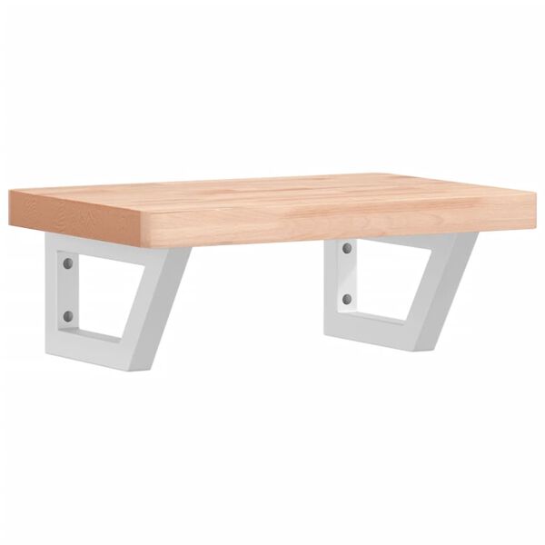 vidaXL acél és tömör bükkfa falra szerelhető mosdópolc