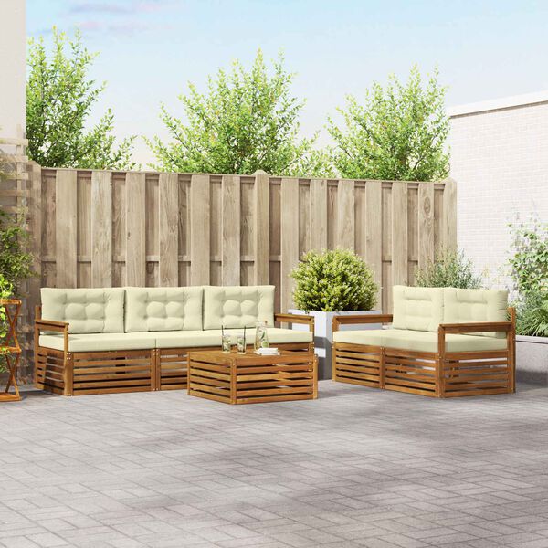 vidaXL K&uuml;lt&eacute;ri kanap&eacute; szett p&aacute;rn&aacute;val 6 pcs Term&eacute;szetes &eacute;s kr&eacute;msz&iacute;nű