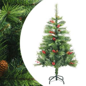 vidaXL csukl&oacute;p&aacute;ntos műkar&aacute;csonyfa tobozokkal &eacute;s bogy&oacute;kkal 150 cm