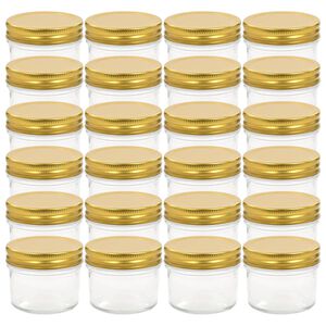vidaXL 24 db 110 ml-es befőttesüveg aranyszínű tetővel