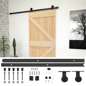 vidaXL Cs&uacute;sz&oacute; ajt&oacute; 90 x 210 cm T&ouml;m&ouml;r Fenyőfa Term&eacute;szetes &eacute;s Fekete