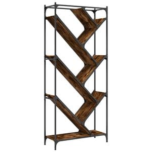 vidaXL f&uuml;st&ouml;s t&ouml;lgy sz&iacute;nű szerelt fa &eacute;s f&eacute;m k&ouml;nyvszekr&eacute;ny 79x30x180 cm