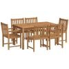 vidaXL 7 r&eacute;szes t&ouml;m&ouml;r t&iacute;kfa kerti &eacute;tkezőgarnit&uacute;ra 150 x 90 cm