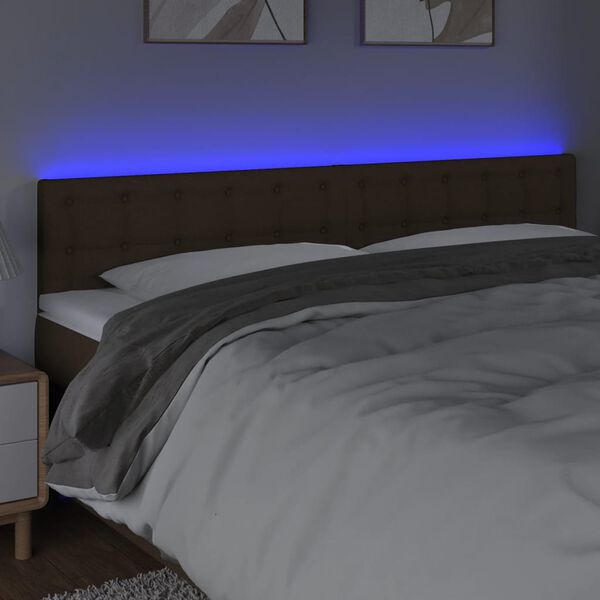 vidaXL s&ouml;t&eacute;tbarna sz&ouml;vet LED-es fejt&aacute;mla 160x5x78/88 cm