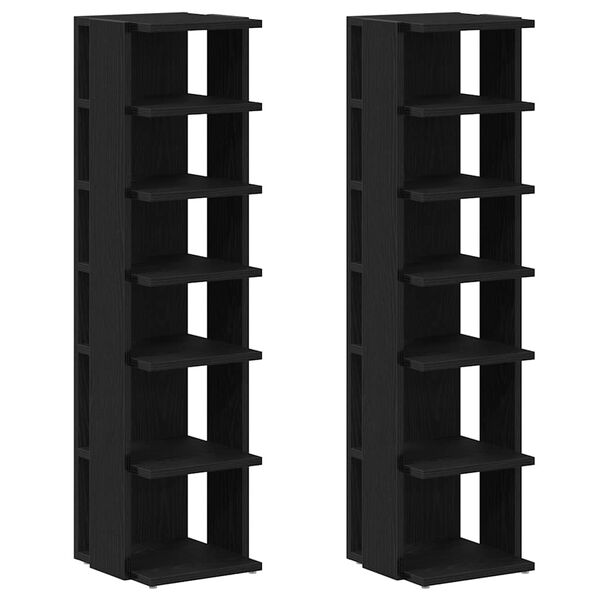 vidaXL 2 db fekete t&ouml;lgy szerelt fa cipőszekr&eacute;ny 25x27x102 cm