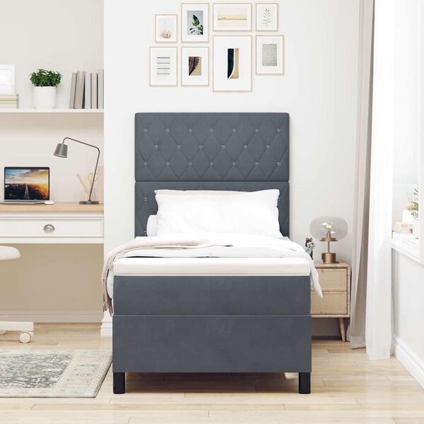 vidaXL LED Box Spring &Aacute;gy matracmal S&ouml;t&eacute;tsz&uuml;rke 90 x 190 cm sz&ouml;vet