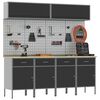 vidaXL Munkaszekr&eacute;ny K&eacute;szlet 10 pcs Fekete Porsz&oacute;rt Ac&eacute;l &eacute;s M&eacute;rn&ouml;ki Fa