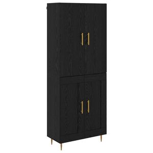 vidaXL Magasfi&uacute; Fekete t&ouml;lgy 69,5 x 34 x 180 cm Faanyag