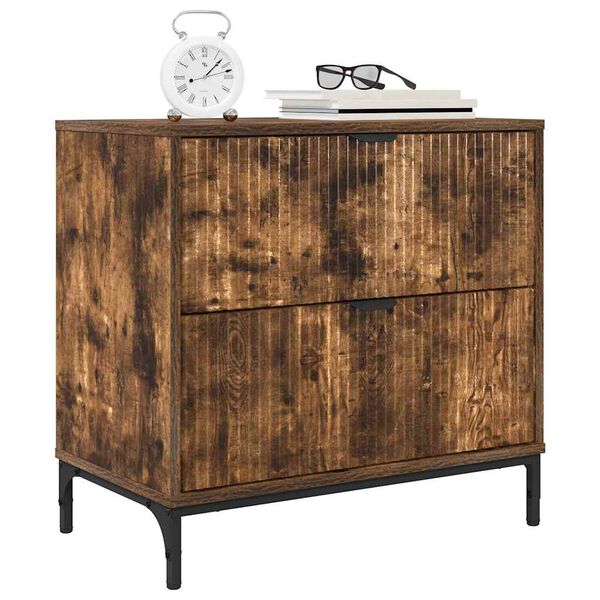 vidaXL &Eacute;jjeli asztal fi&oacute;kkal F&uuml;st&ouml;lt t&ouml;lgy 63.5 x 36 x 61 cm Faanyag