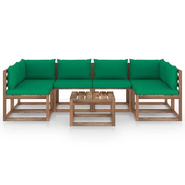 vidaXL 7 r&eacute;szes impregn&aacute;lt fenyőfa raklap-b&uacute;torgarnit&uacute;ra p&aacute;rn&aacute;kkal