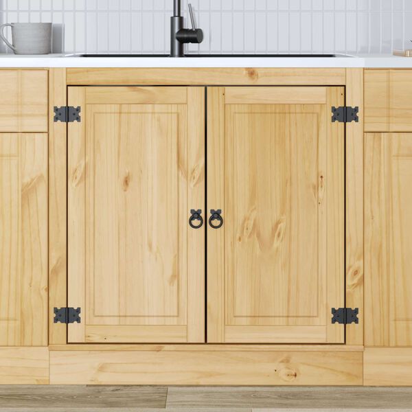 vidaXL Cabinet ajt&oacute;val SKI M&eacute;zes Barna 80 x 46 x 81,5 cm T&ouml;m&ouml;r fenyőfa