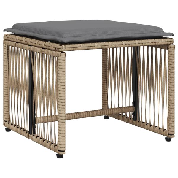 vidaXL 7 részes bézs polyrattan kerti étkezőgarnitúra párnákkal