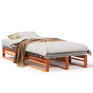 vidaXL viaszbarna t&ouml;m&ouml;r fenyőfa &aacute;gy matrac n&eacute;lk&uuml;l 75 x 190 cm