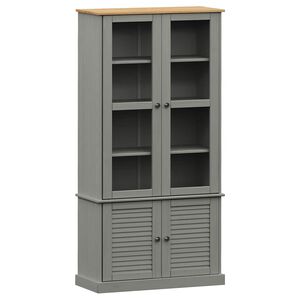 vidaXL VIGO sz&uuml;rke &uuml;vegvitrines t&ouml;m&ouml;r fenyőfa szekr&eacute;ny 85x35x170 cm